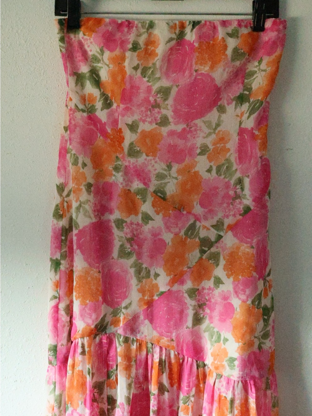 12th Tribe Strapless Drop Waist Pink Floral Maxi Dress - Picture 6 of 16